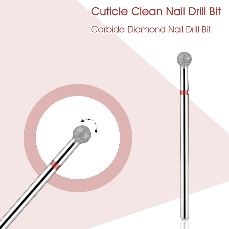 WLLHYF Nail Drill Bits, Ball Shape Nail Cleaner Professional Stainless steel Cuticle Clean Nail Salon Supply Shape Remove Tools for Dead Skin Nail Gel Nails Polishing - Image 3